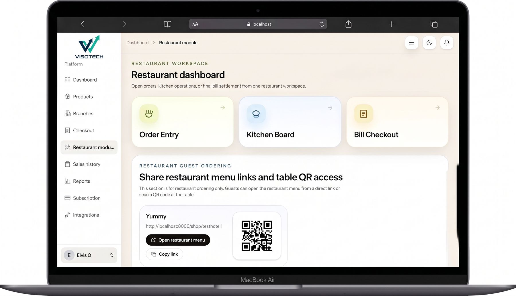 Restaurant POS service workflow